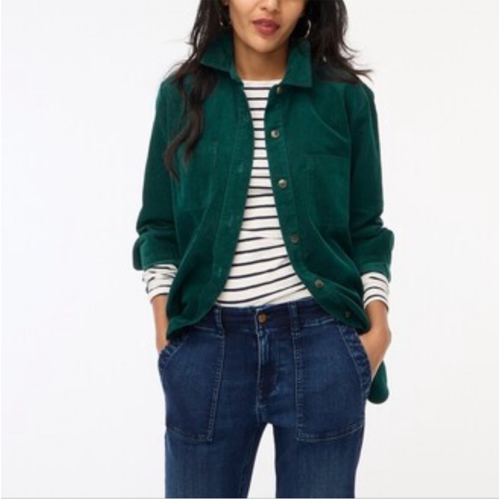 J Crew Factory Shirt - dark green corduroy long sleeve button front